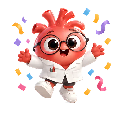ORGAN mascot celebrating in confetti